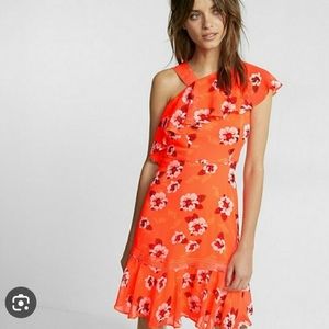 Express Neon Orange Floral Dress 8